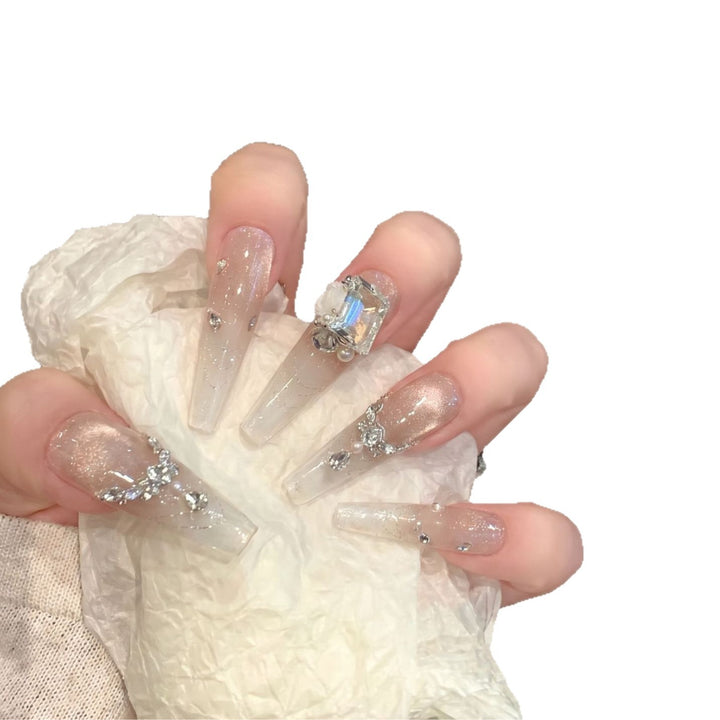 Elegant Rhinestone-Embellished Press-On Nail Set Kalsten
