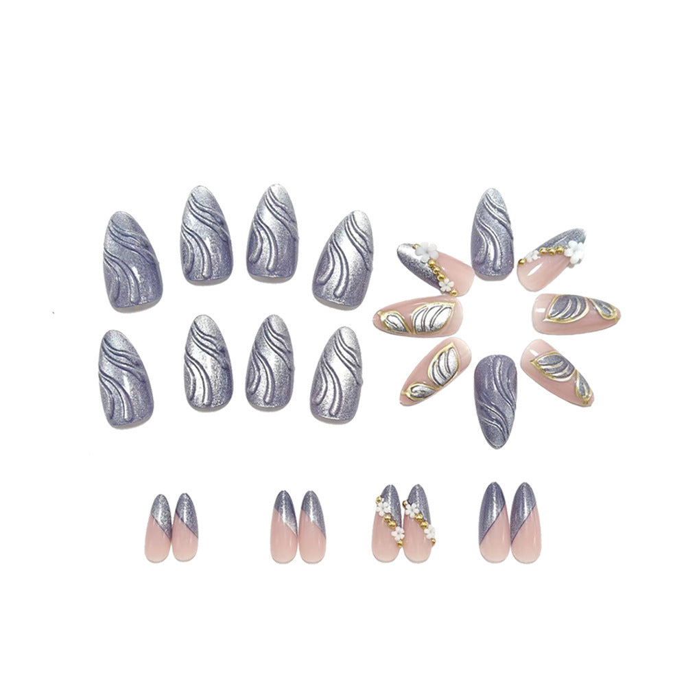 Artificial nails with elegant leaf look and floral design Kalsten