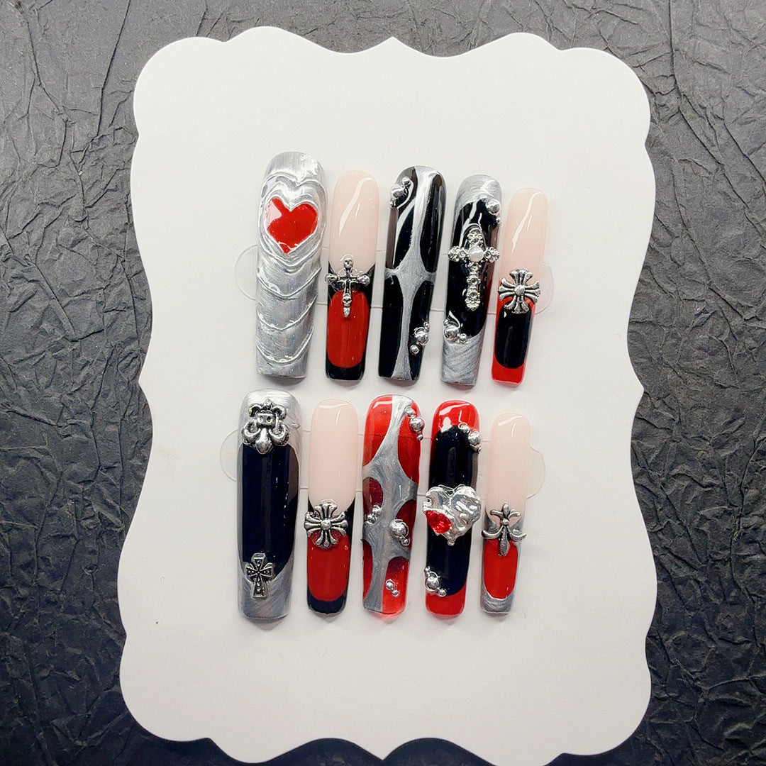 Gothic-Inspired 3D Decorative Press-On Nail Set