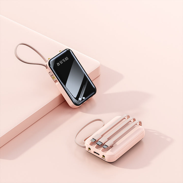 Portable power bank with integrated cable management and digital charge level display Kalsten
