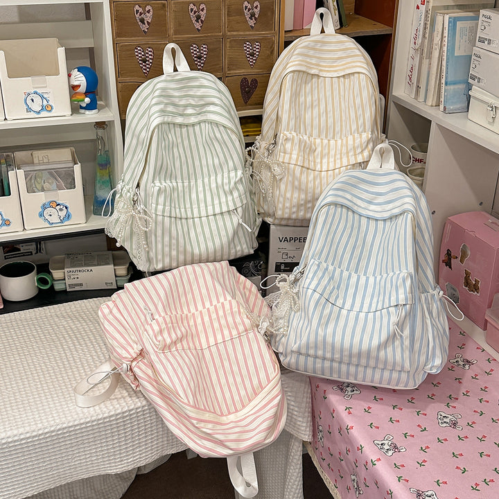 Chic Striped Canvas Backpack Kalsten