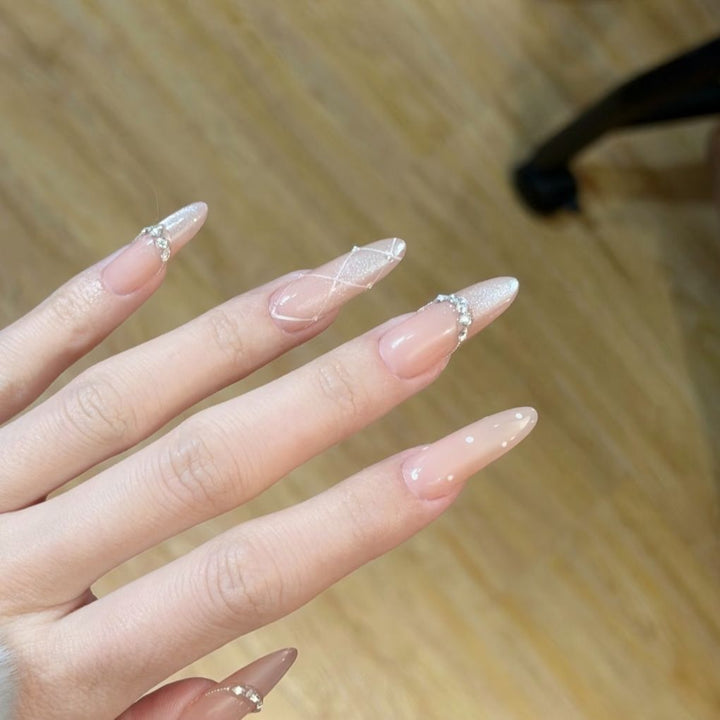 Decorative Nail Art Extensions with Rhinestone Accents