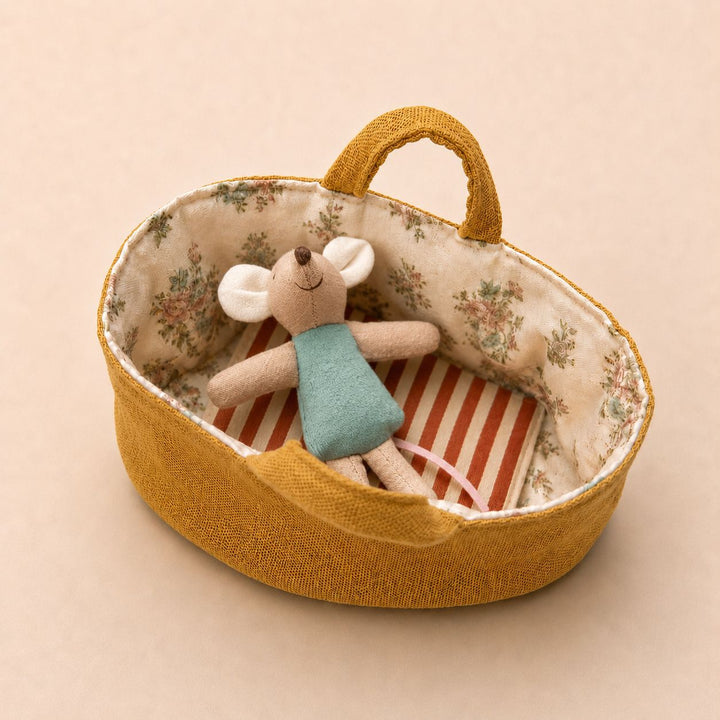 Fabric Nursery Storage Basket with Padded Handles and Floral Lined Interior