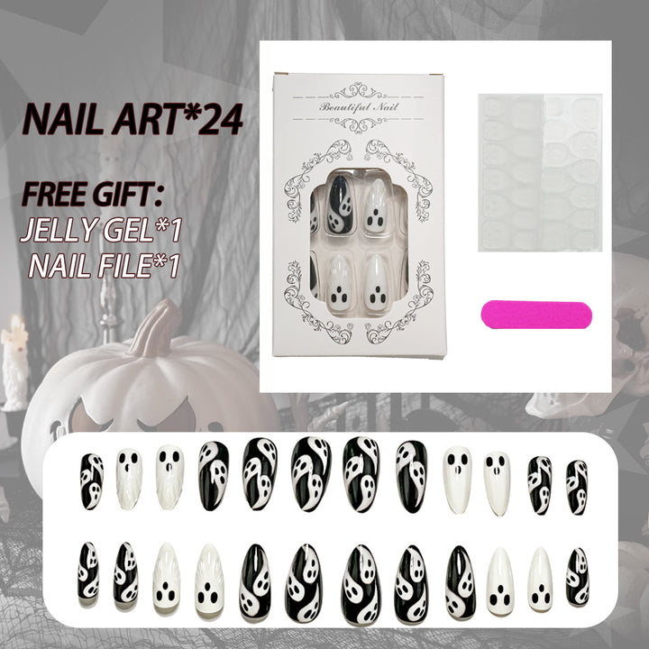 Ghost-Themed Press-On Nail Art