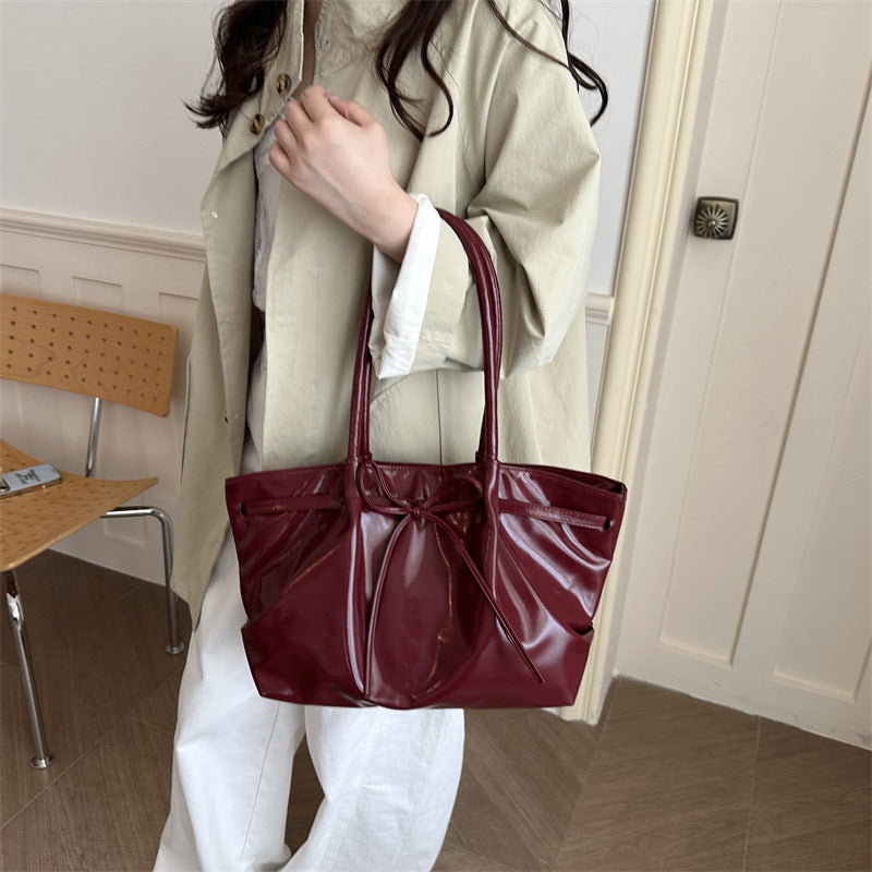 Sleek Patent Leather Tote Bag