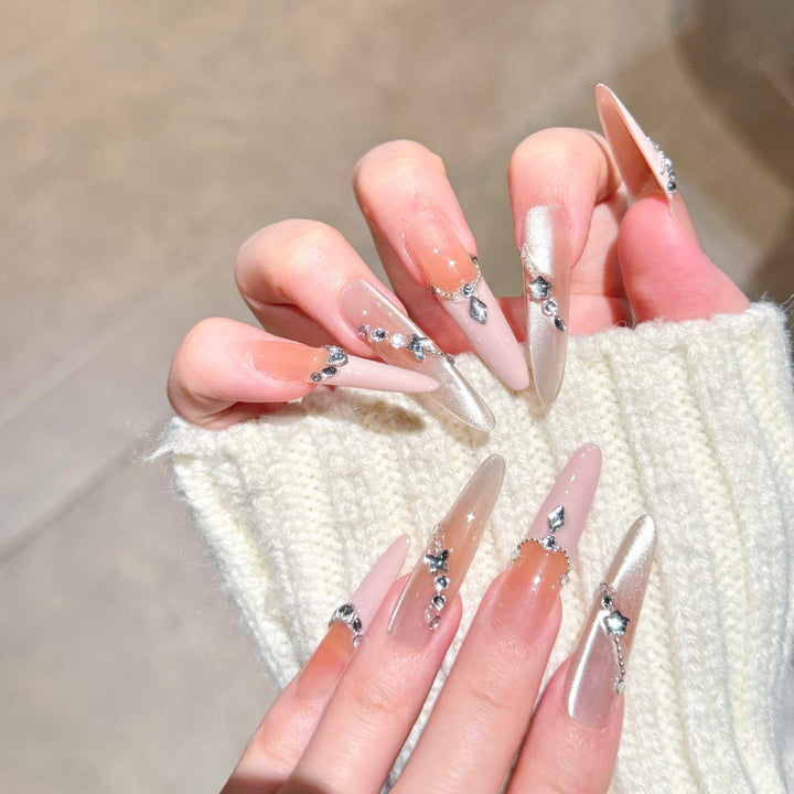 Glamorous Rhinestone-Embellished Press-On Nail Extensions Kalsten