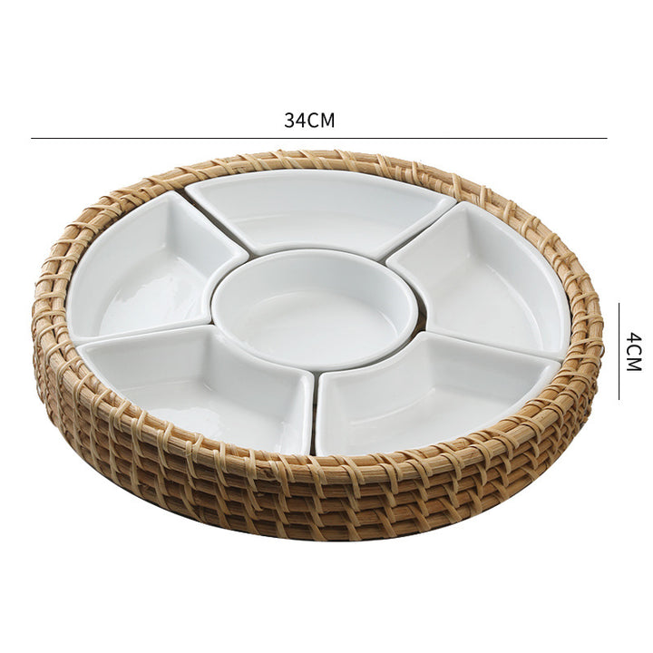 Unisex Serving Platter with Integrated Dip Bowl Set Kalsten