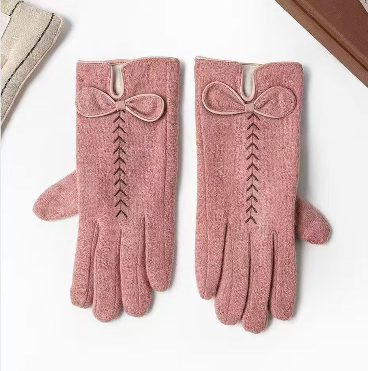 Elegant Bow-Embellished Touchscreen Gloves Kalsten