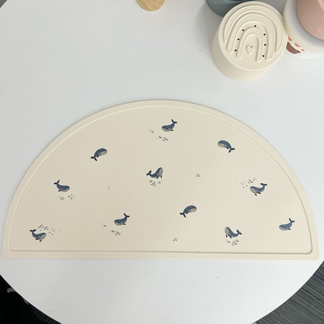 Half-Round Silicone Kids Placemat with Rocket Print