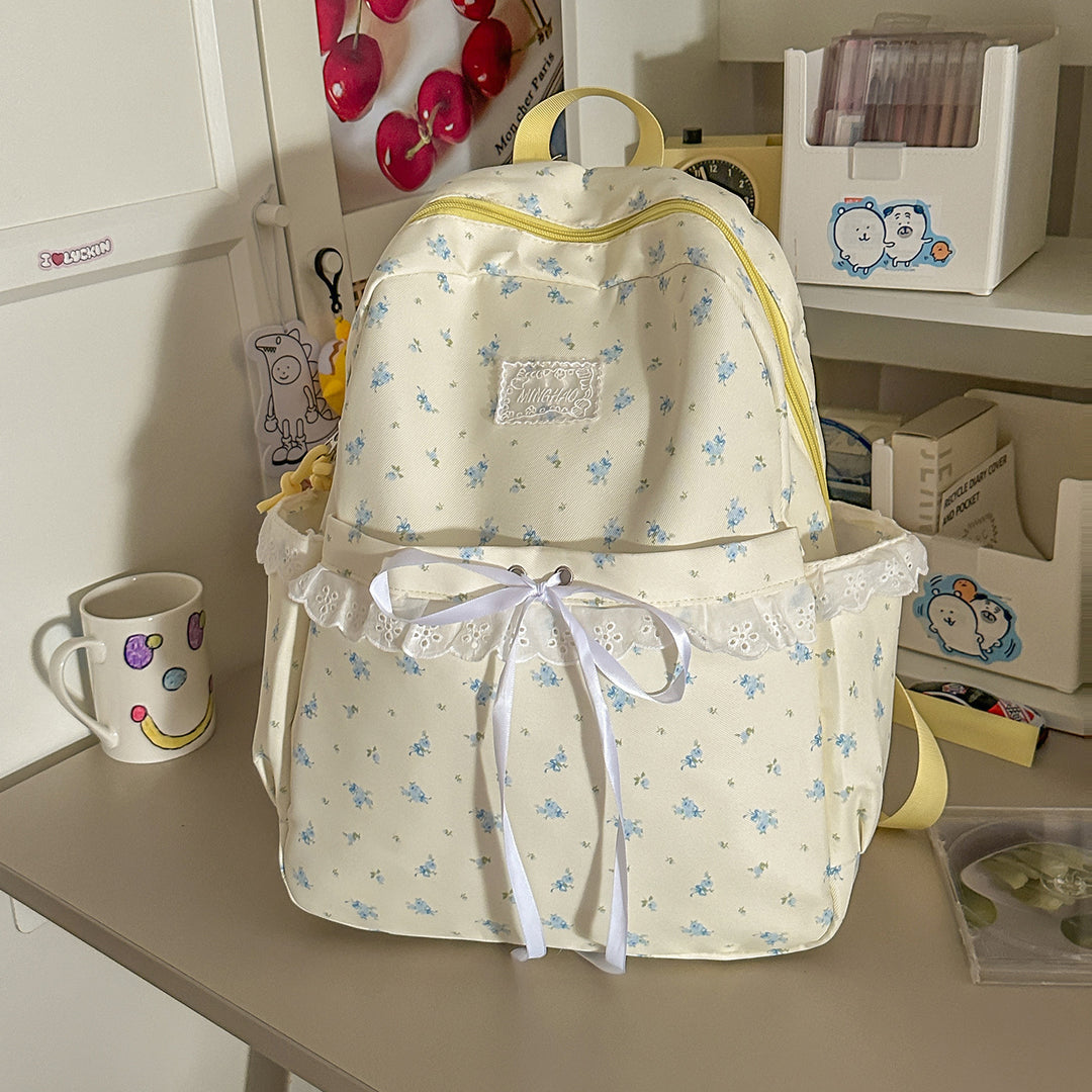 Whimsical Floral Embellished School Backpack Kalsten