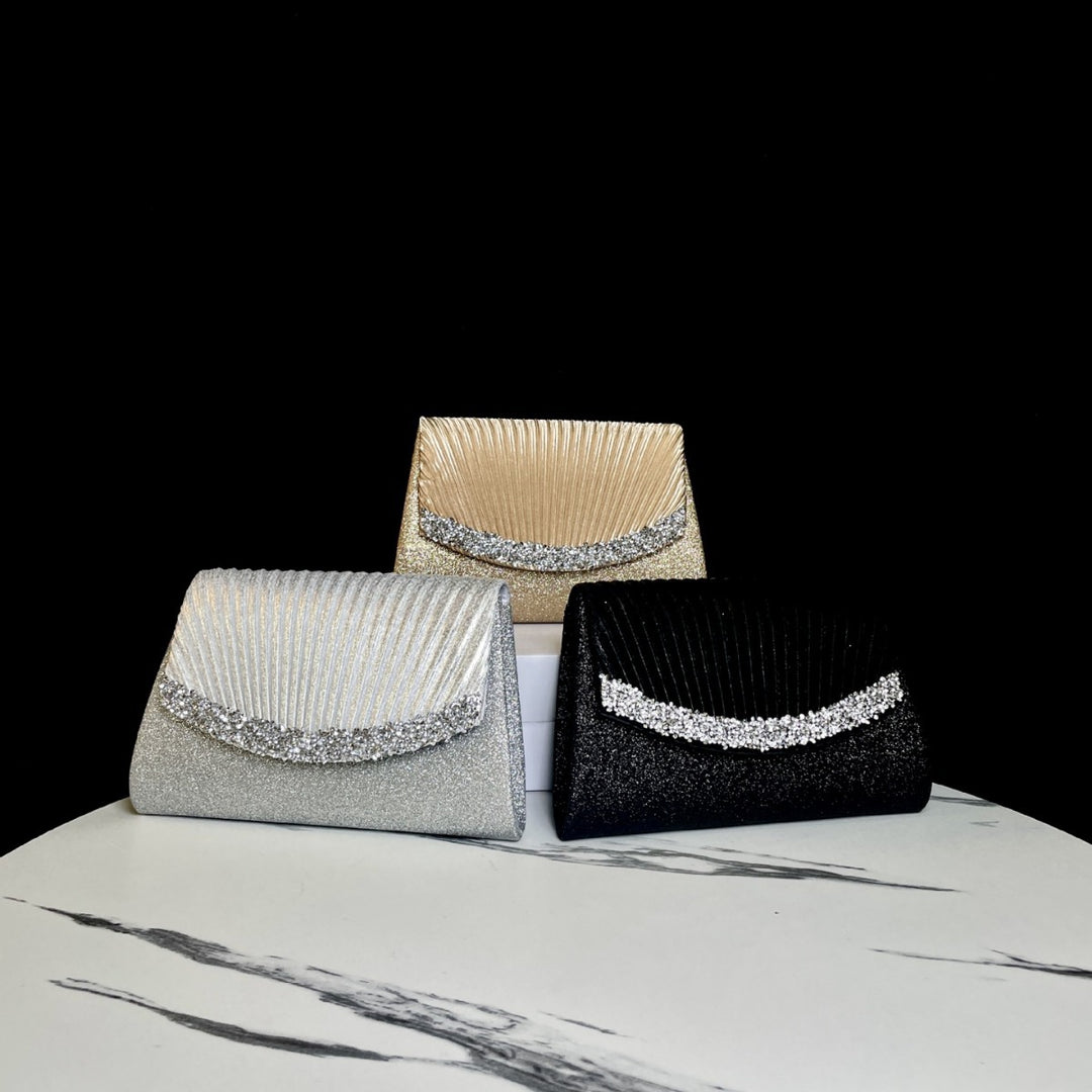 Pleated Satin Evening Clutch