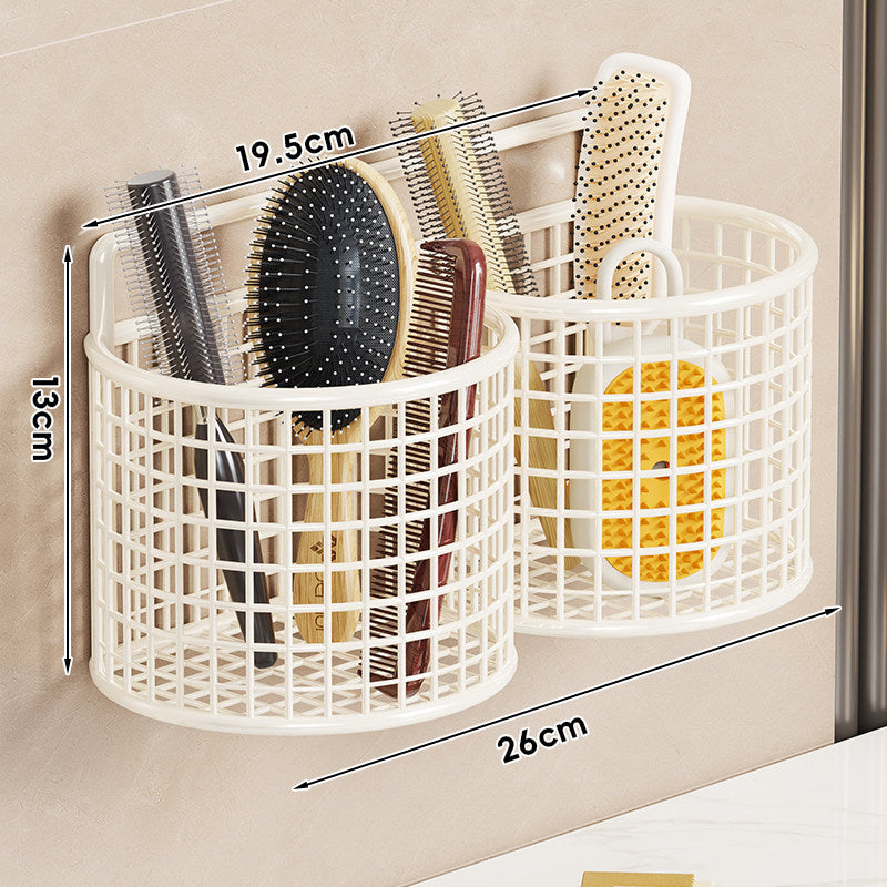 Wall-Mounted Triple Mesh Bathroom Organizer Basket for Brushes Combs and Sponges
