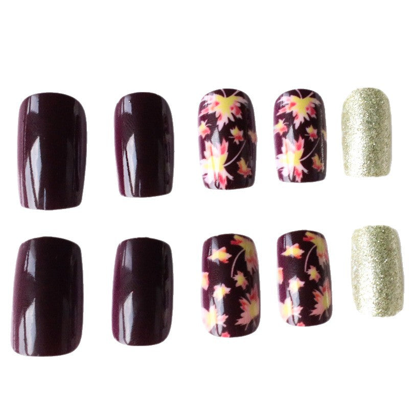 Decorative Fall-Themed Acrylic Nail Enhancements Kalsten