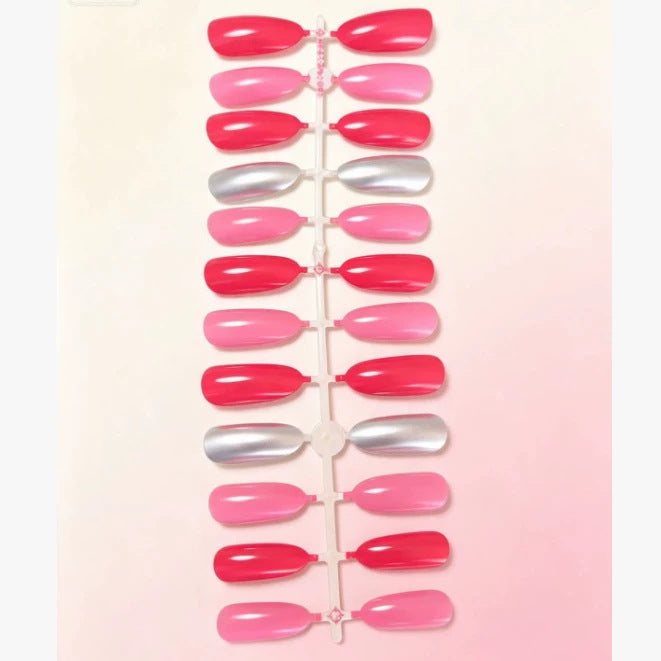 Artistic Almond-Shaped Press-On Nails Set with Metallic Accents Kalsten