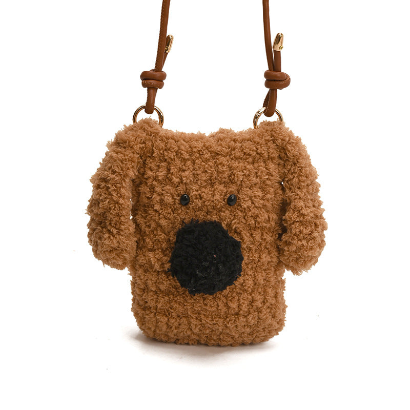 Cute Dog-Themed Plush Crossbody Bag