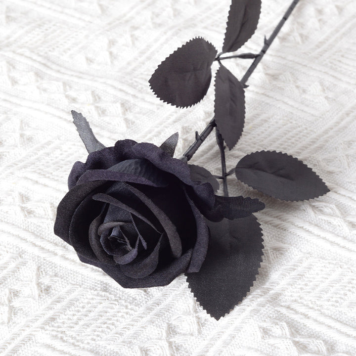Elegant Silk Black Rose Stem