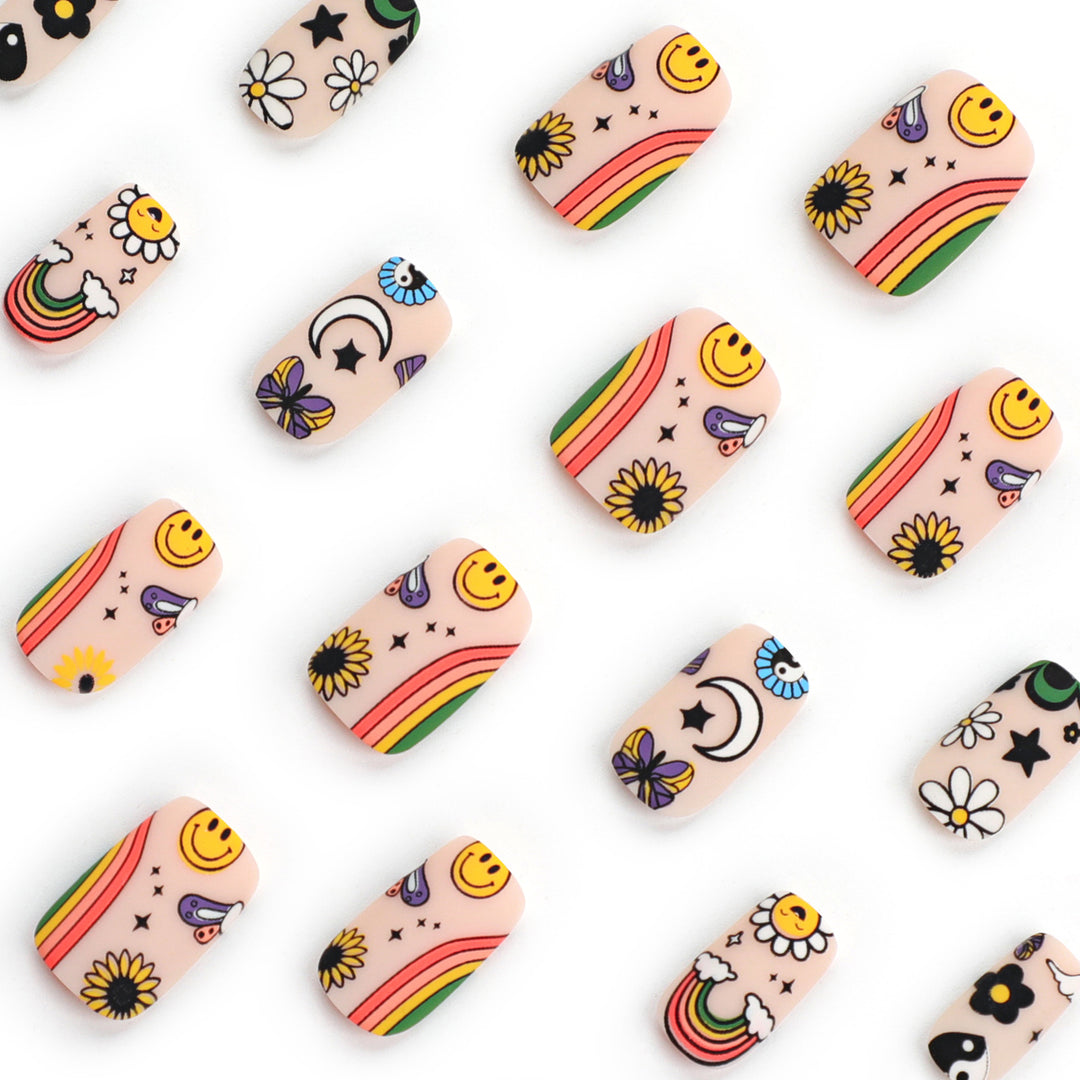 Artificial nail art with colorful motifs and creative decor Kalsten