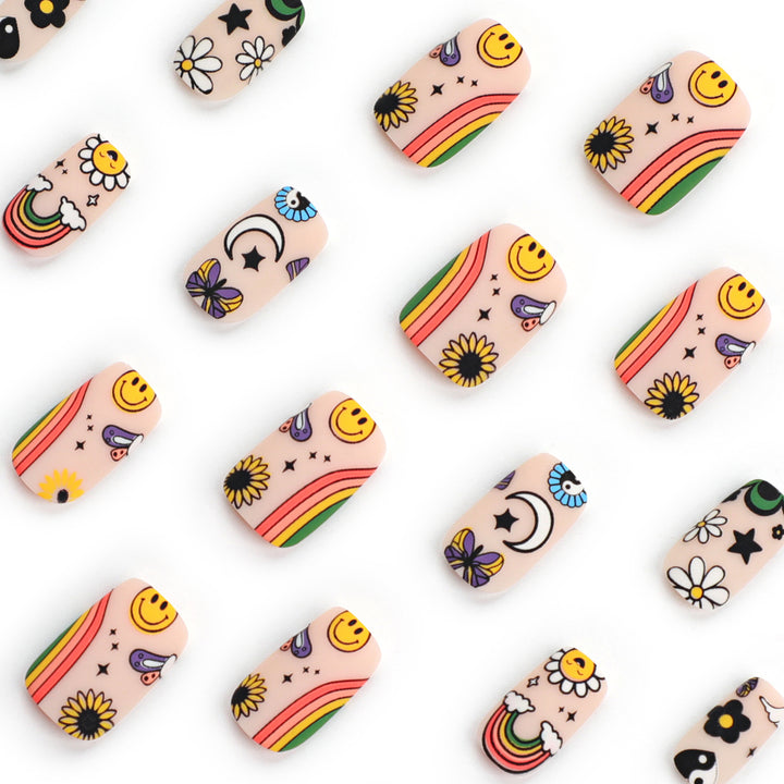 Artificial nail art with colorful motifs and creative decor Kalsten