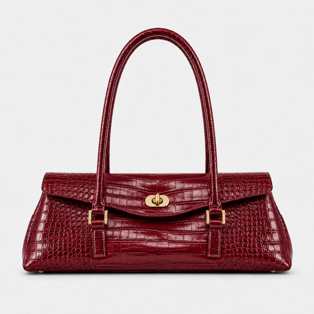 Elegant Crocodile-Effect Handbag