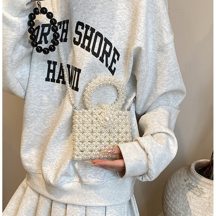 Elegant Pearl-Embellished Evening Handbag