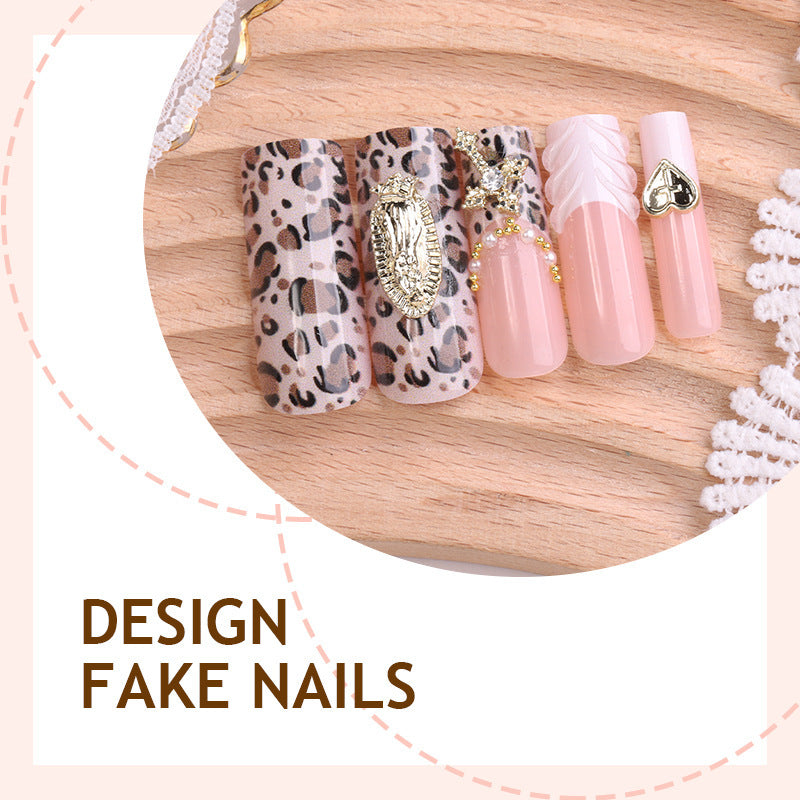 Creative Nail Art Set with Leopard Design and Elegant Decorations Kalsten