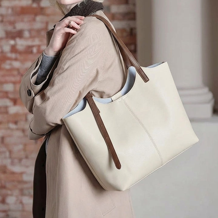 Structured Pebbled Leather Shoulder Tote