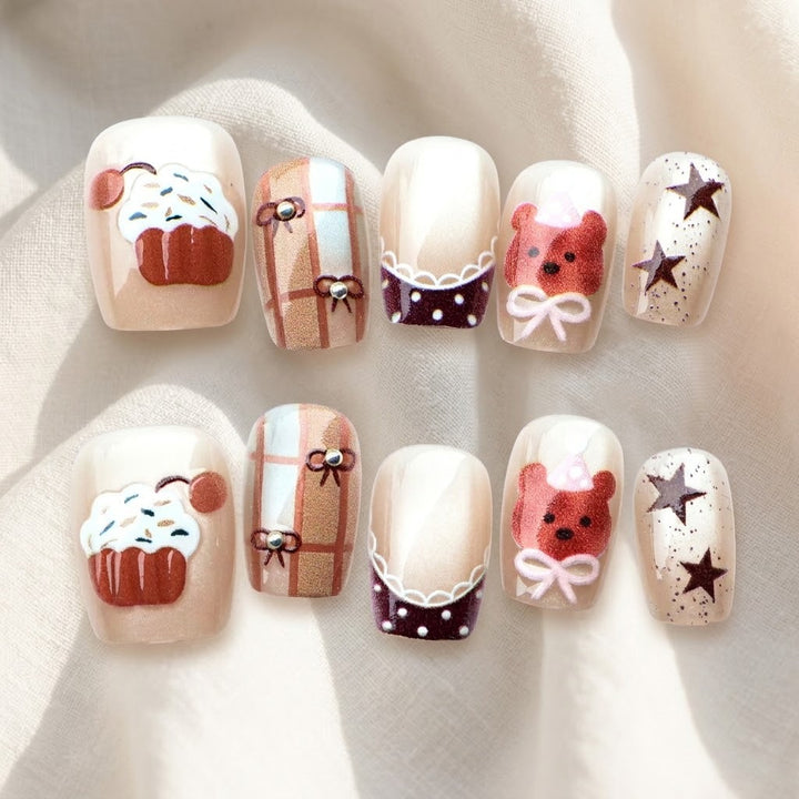 Whimsical Cupcake-Themed Press-On Nails