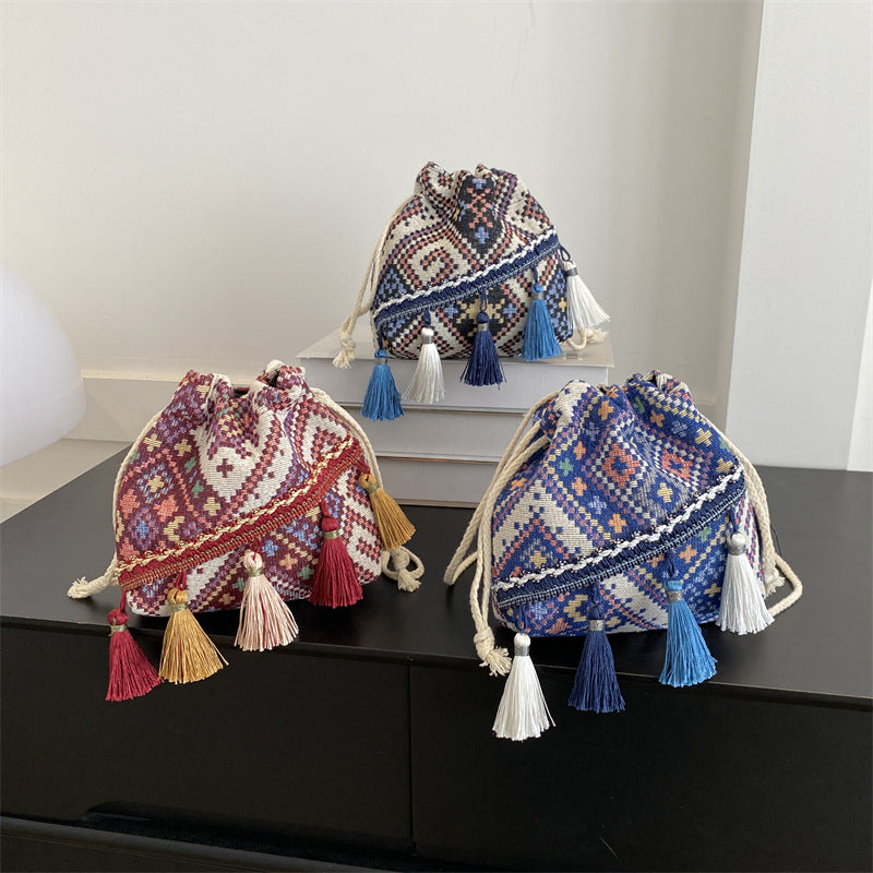 Bohemian Drawstring Tote Bag