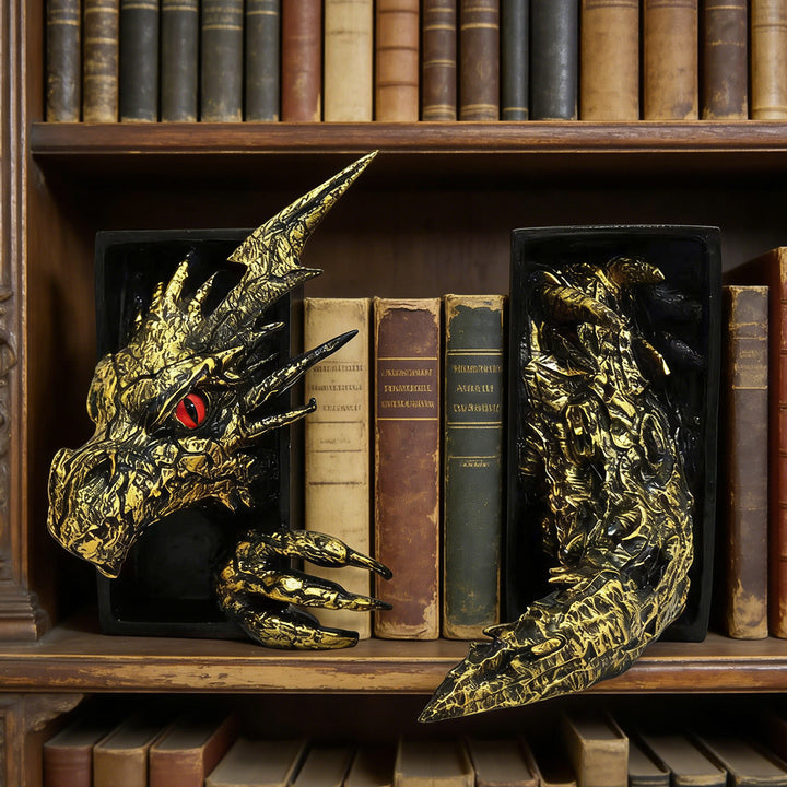 Dragon-Themed Bookend Sculpture