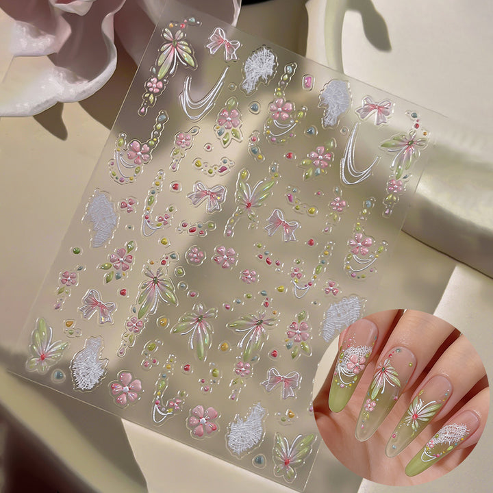 Decorative Floral Nail Art Sticker Sheet