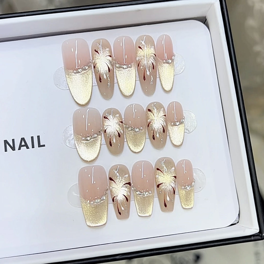 Artistic Floral Pattern Press-On Nail Set Kalsten