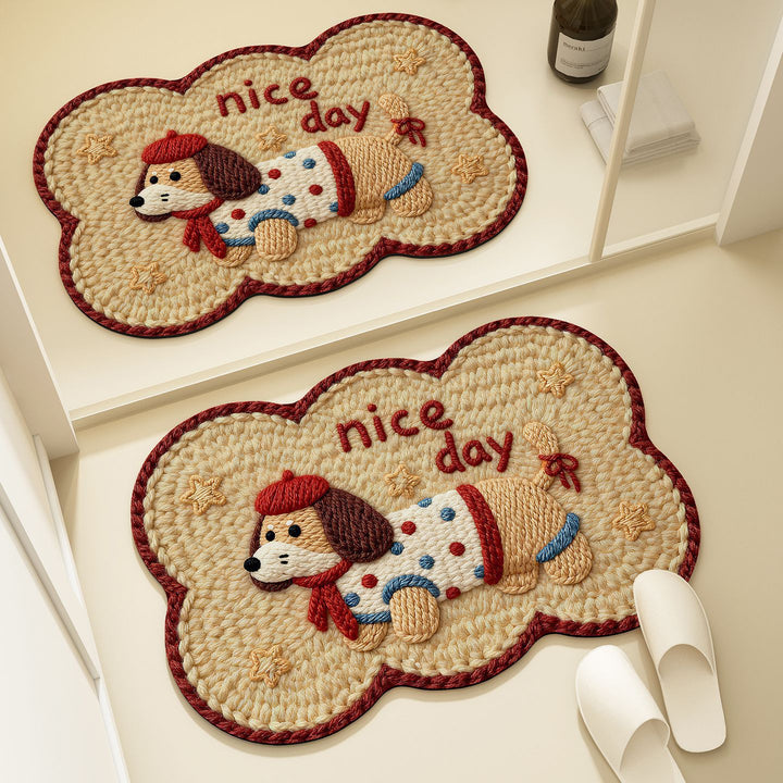 Bear-Shaped Plush Bath Mat for Bathroom