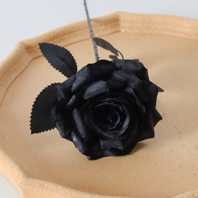 Elegant Silk Black Rose Hair Accessory