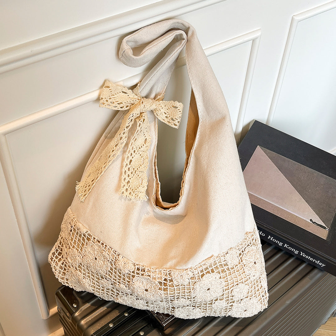 Handcrafted Floral Lace Tote Bag