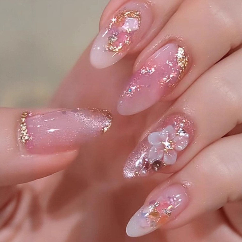 Artificial nails with floral 3D applications Kalsten