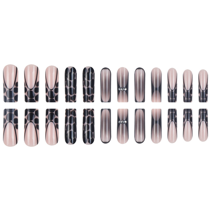 Artistic Long Press-On Nails with Glossy Animal Print Design Kalsten
