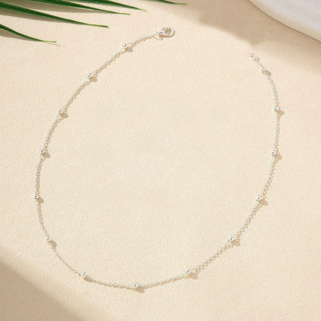 Delicate Silver Beaded Chain Necklace Kalsten