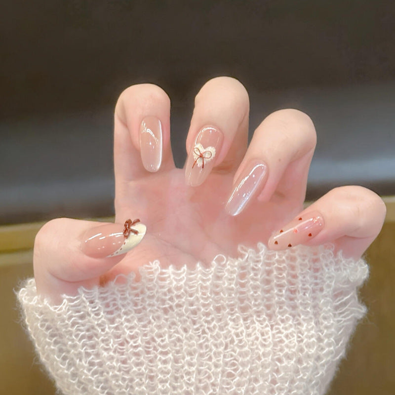 Stylish Press-On Nail Set with Elegant Glitter Accents Kalsten