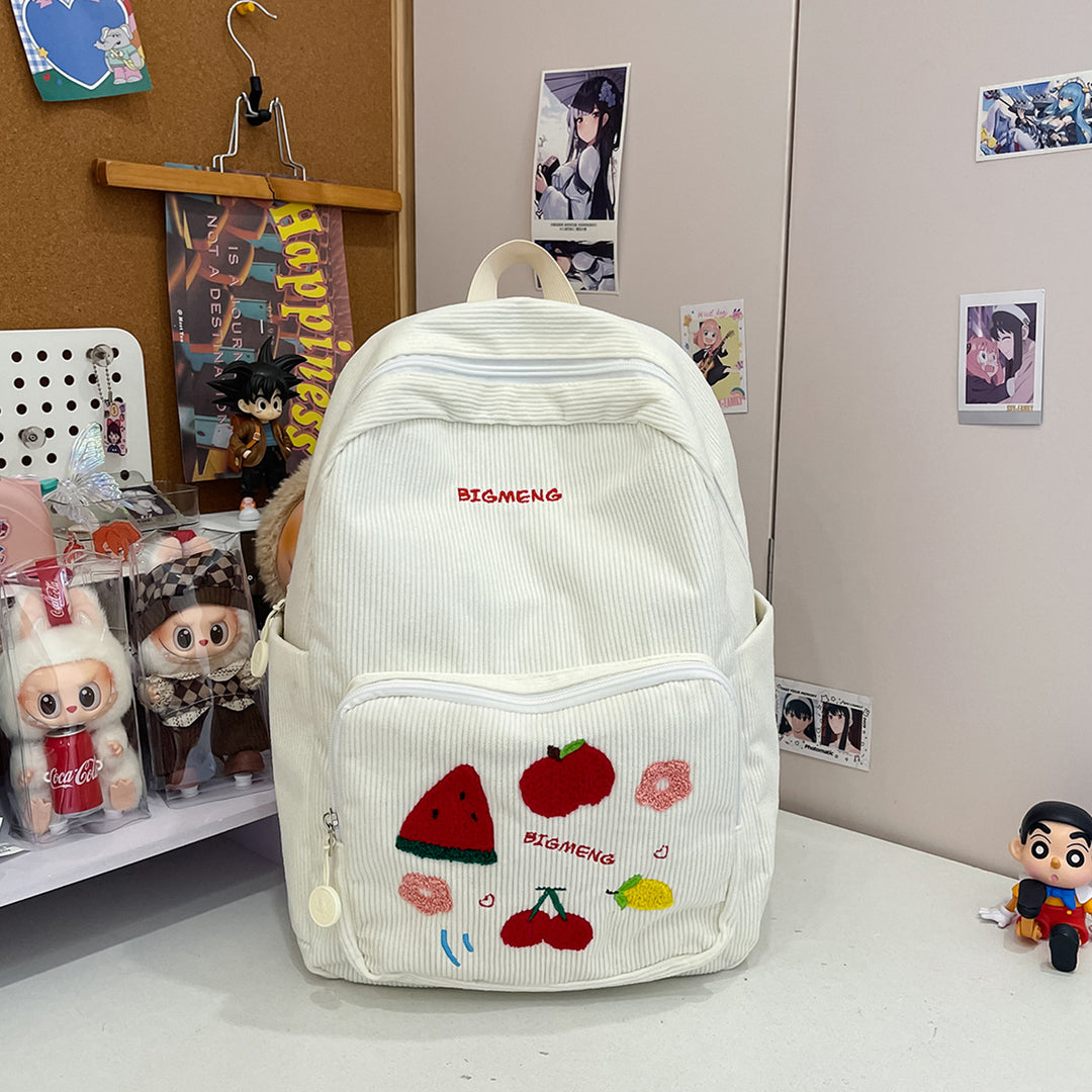 Stylish Embroidered Fruit Pattern Backpack Kalsten
