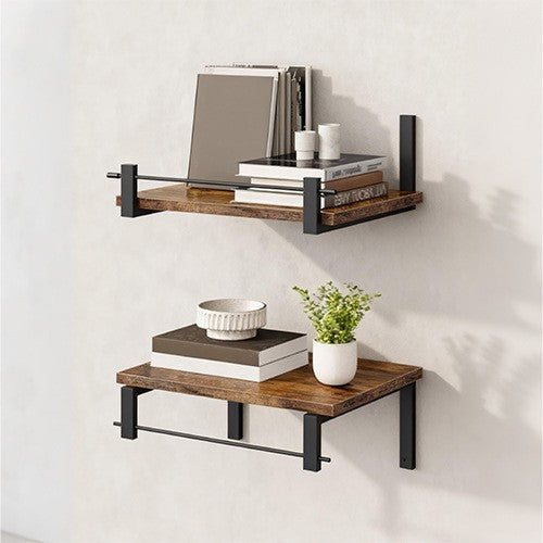 Wall shelf with industrial wood-metal design Kalsten