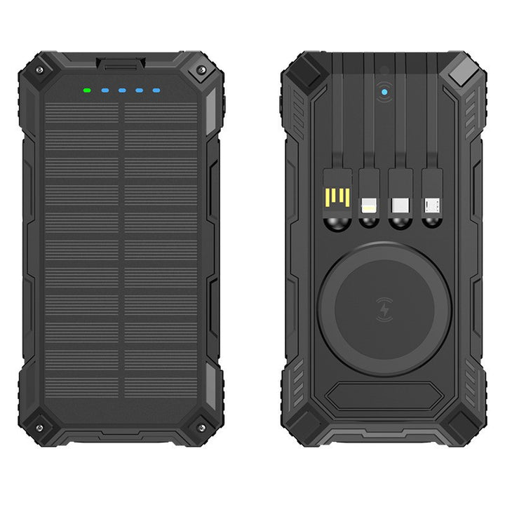 Robust Solar Power Bank with Multifunctional Charging Cable and Integrated Qi Charger Kalsten