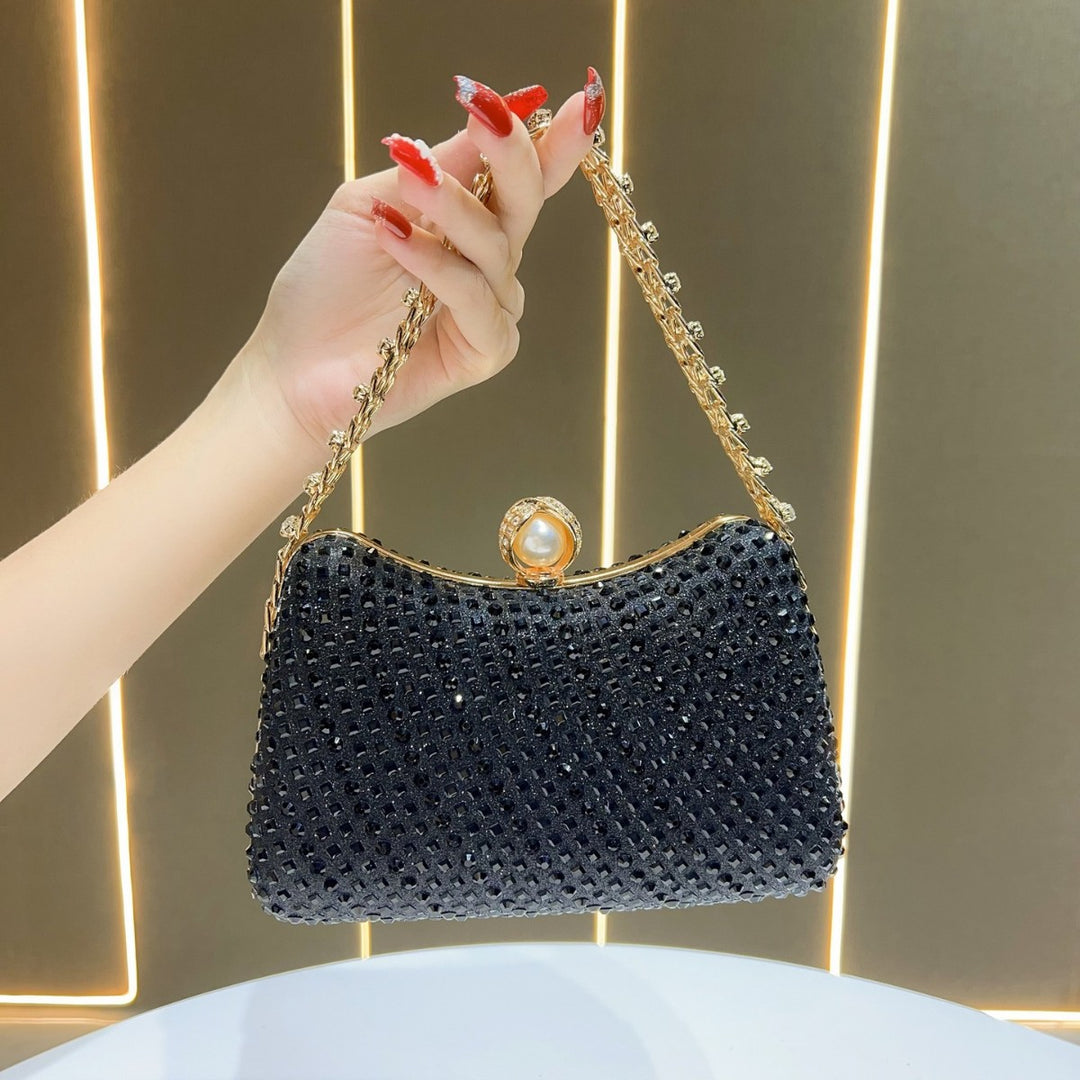 Elegant Rhinestone-Embellished Evening Handbag
