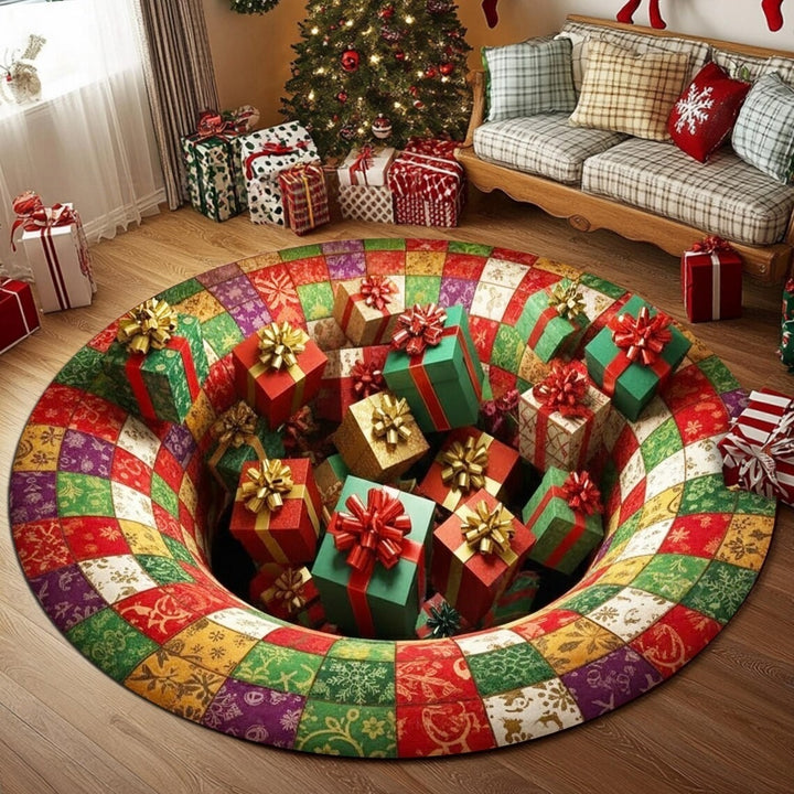 3D Holiday-Themed Circular Area Rug for Home