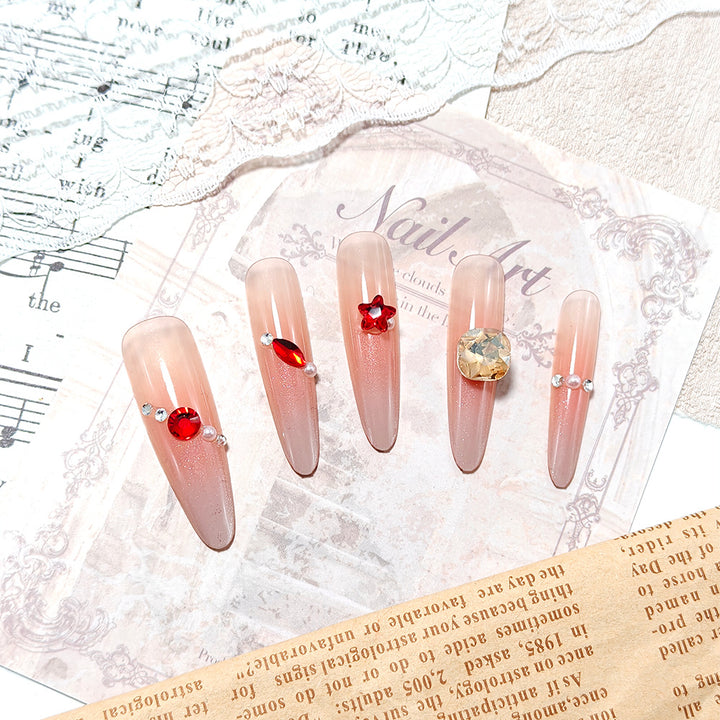 Sparkling artificial nails with decorative rhinestones Kalsten
