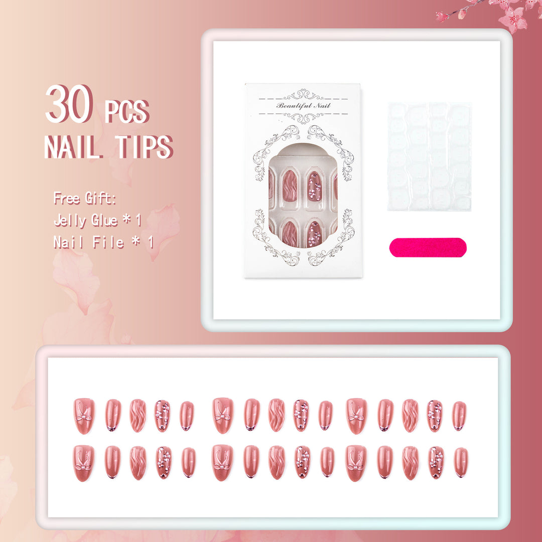 Nail art set with elegant bows and pearl accents Kalsten