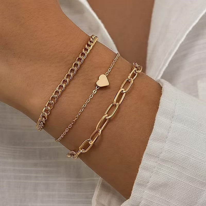 Elegant Silver Chain Bracelet Set Kalsten