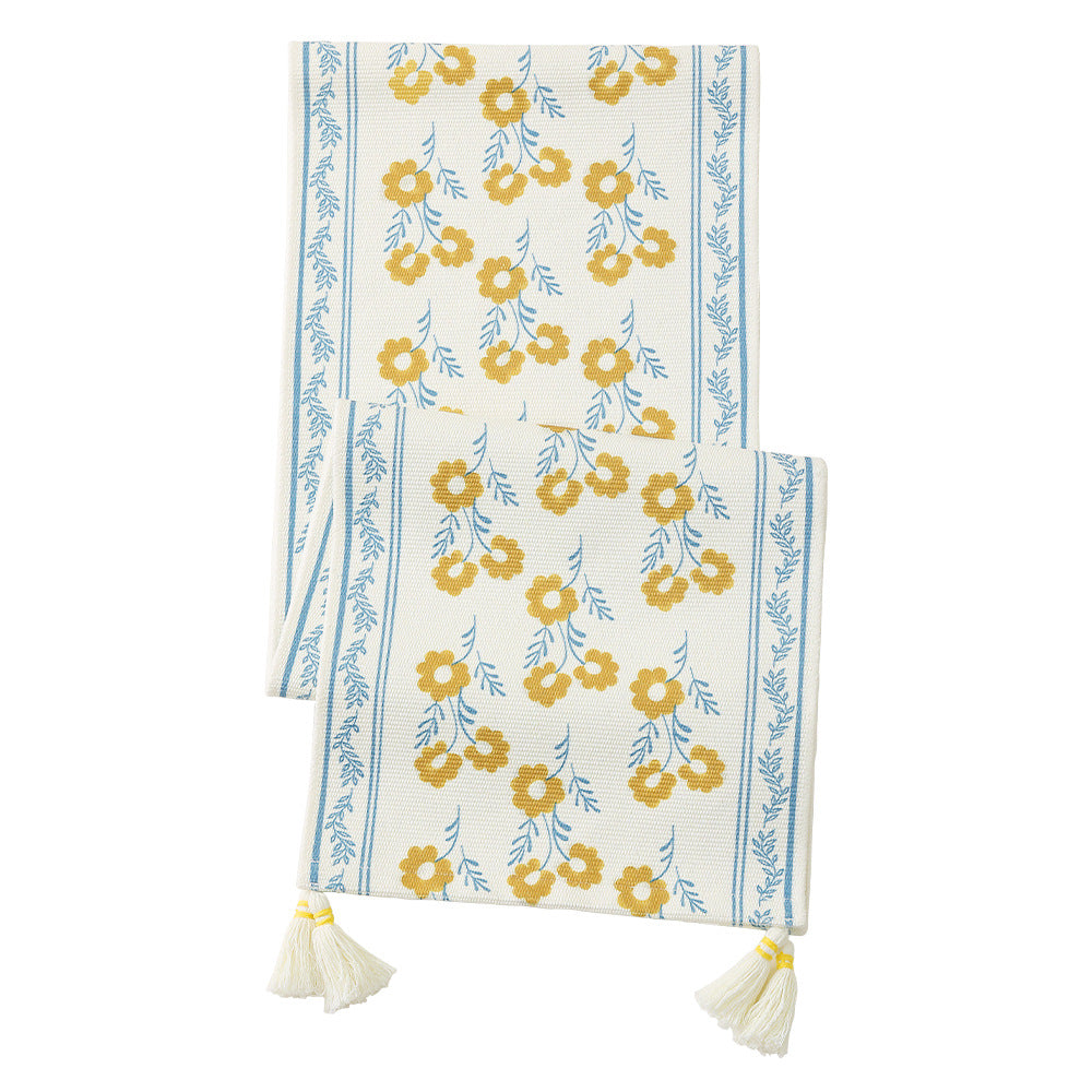 decorative table runner made of woven cotton with tassels Kalsten