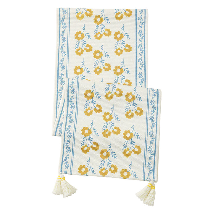 decorative table runner made of woven cotton with tassels Kalsten