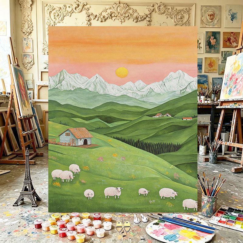 Scenic Mountain Landscape Canvas Art Print Kalsten