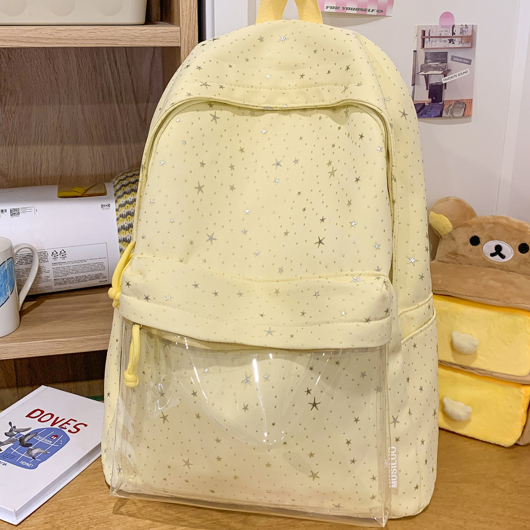 Transparent Pocket Star-Printed Backpack Kalsten